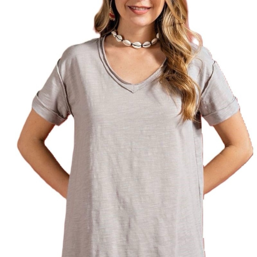 Khaki V-Neck Women's Top (Easel)